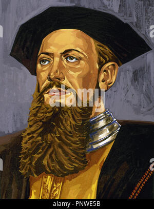 Vasco da Gama, 1. die Anzahl der Vidigueira (C. 1460/1469 - 1524). Portugiesische Entdecker. Stockfoto