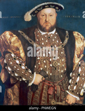 Henry VIII (1491-1547). König von England von 1509-1547. Portrait von Hans Holbein der Jüngere (1497-1543). Öl auf Leinwand, 1540. Die Malerei hat die Inschrift "Anno Aetatis suae XLIX' (sein Jahr der Alter, 49). Palazzo Barberini. Rom. Italien. Stockfoto