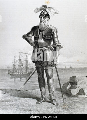 PIZARRO, Francisco (1478-1541). Conquistador Grabado español del s. Xix. Stockfoto