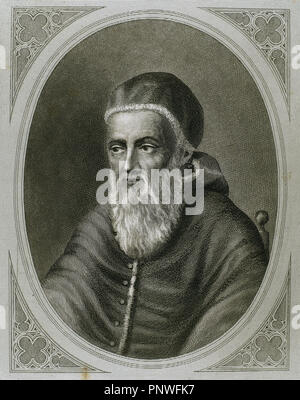 Julius II. (1443 - 1513), der den Spitznamen "Der furchterregende Papst' und 'Papst' der Krieger, geboren Giuliano Della Rovere. Papst von 1503 bis 1513. Gravur. Stockfoto