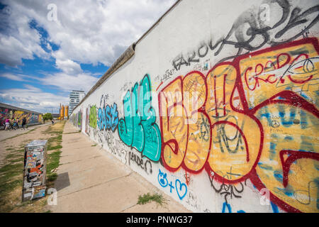 Blick auf die Berliner Mauer. Stockfoto