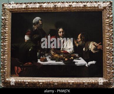 Barocke Kunst in Italien. Michelangelo Merisi da Caravaggio (1571-1610). Italienischer Maler. Abendmahl in Emmaus (1601). Öl auf Leinwand. National Gallery. London. England. UK. Stockfoto