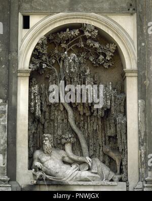 Italien. Rom. Gruppe von vier Brunnen (Quattro Fontane), 1588-1593. Flusses Tiber. Entworfen von Domenico Fontana (1543-1607). Stockfoto