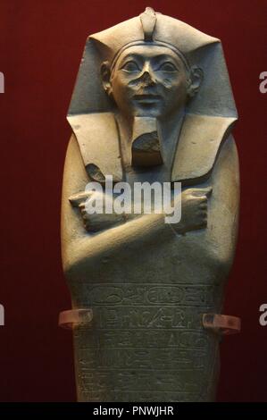 Uschebti Abbildung von König Ahmose I. Kalkstein. 18. Dynastie. Neuen Reich. Um 1520 v. Chr.. Wahrscheinlich von Theben, Ägypten. British Museum. London. Vereinigtes Königreich. Stockfoto