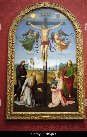 Raphael (Raffaello Sanzio da Urbino) (1483-1520). Italienischer Maler. Der Mond Kreuzigung. 1502-1503. National Gallery. London. Vereinigtes Königreich. Stockfoto