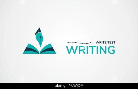 Schreiben Test Logo. Pen design Vorlage. Vector Illustration. Kreative symbol Buch und Stift. Stock Vektor