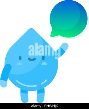 Cartoon Wassertropfen Charakter mit niedlichen Gesichtsausdruck. Stock Vektor