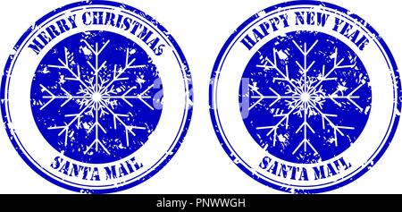 Santa mail Stempel, frohes Neues Jahr und Frohe Weihnachten. Stempel Post Grunge, xmas Porto, neues Jahr Stock Vektor