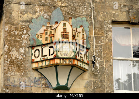 Anzeige außen Alt & Neu Inn, Bourton-on-the-Water Stockfoto