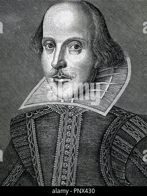 SHAKESPEARE, William (Stratford, 1564-1616). Englischer Schriftsteller. Die Gravur des neunzehnten Jahrhunderts. Stockfoto