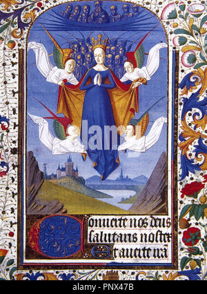 Die Himmelfahrt der Jungfrau Maria. Miniatur. Buch der Stunden der Herzogin de Bourgogne (1457-1482). Die Meister der Maria von Burgund, Ca. 1480. Conde Museum. Schloss von Chantilly. Frankreich. Stockfoto