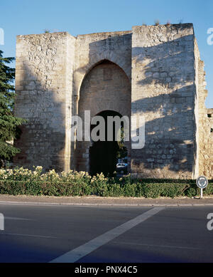 Mudejar Kunst. Toledo-Tor. Erbaut im Jahre 1328 im Auftrag von Alfonso XI der Olivenölseife. Ciudad Real. Spanien. Stockfoto