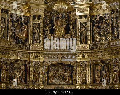 Spanien. Kathedrale von Saint Dominic von la Calzada. Altarbild von Damia Forment. 1537 - 1539. Detail. Stockfoto