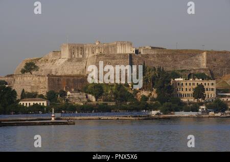 Griechenland. Korfu. Neuen Fort, von den Venezianern im 16. Jahrhundert gebaut, zwischen 1576-1588, mit einigen Änderungen hinzugefügt am 1815. Ionische Inseln. Stockfoto