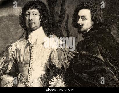 Flämischen Malers Anthonis van Dyck (1599-1641) und englischer Politiker Lord John Digby (1580-1653), 1. Earl von Bristol. Gravur nach einem Gemälde von Van Dyck. Die spanische und amerikanische Abbildung: 1884. Stockfoto