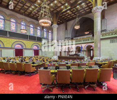 Das Haus der Assembly Chamber vom Fußboden des historischen New York State Capitol Building bei State Street und Washington Avenue in Albany, New York Stockfoto