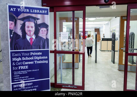 West Palm Beach Florida, Mandel Public Library, innen, Eingang, FL180212100 Stockfoto