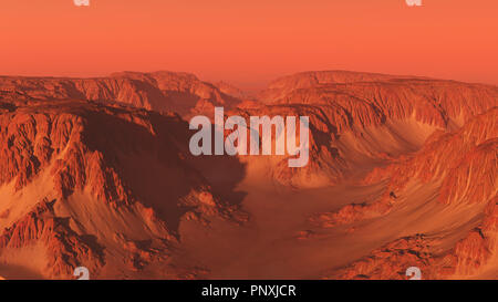 Berge Canyon Landschaft auf dem Mars Stockfoto