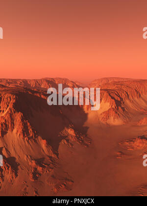 Berge und Canyons auf dem Mars Stockfoto