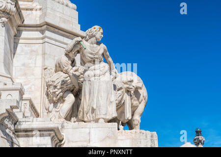 Detail der der Marquis von Pombal Kreisverkehr in der Stadt Lissabon mit dem Denkmal zu Sebastião José de Carvalho e Melo. Stockfoto