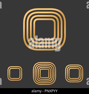Bronze Line Rechteck Logo Design Sets Stock Vektor