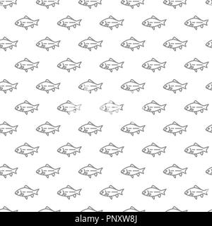 Einzigartige digitale Fische nahtlose Muster mit verschiedenen Symbolen und Zeichen auf weißem Hintergrund flachbild Abbildung Stockfoto