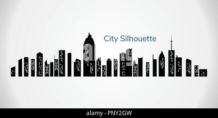 Vektor Stadt Silhouette. Nacht Stadt auf transparenten Hintergrund. Stadt Landschaft Stock Vektor
