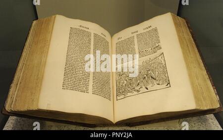 Hans Gru ninger (1455-1533). Deutscher Drucker und Verleger. Die Gru ninger Bibel. Deutschland. Gedruckt von Johann Gruninger. 1485. Deutsches Historisches Museum. Berlin. Deutschland. Stockfoto