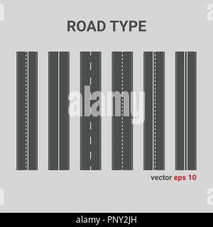 Vektor Straße Typ. Vertikale geraden asphaltierten Straßen. Stock Vektor