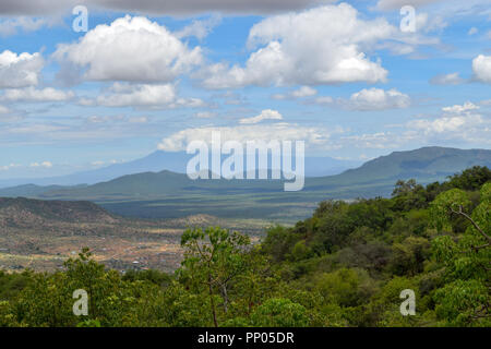 Mount Kilimanjaro von Namanga Stadt, Kenia Stockfoto