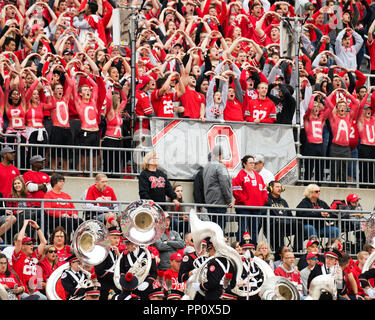 Columbus, Ohio, USA. 22 Sep, 2018. Die Ohio Buckeye Student Abschnitt an den NCAA Football Spiel zwischen der Tulane grüne Welle & Ohio State Buckeyes am Ohio Stadium in Columbus, Ohio. Brent Clark/Cal Sport Media/Alamy Live News Credit: Cal Sport Media/Alamy leben Nachrichten Stockfoto