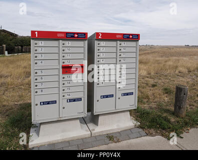 Medicine Hat, Alberta, Kanada. 10 Sep, 2018. Canada Post Gemeinschaft Mailboxen in Medicine Hat, Alberta. Credit: bayne Stanley/ZUMA Draht/Alamy leben Nachrichten Stockfoto