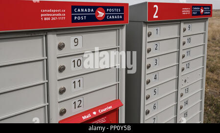 Medicine Hat, Alberta, Kanada. 10 Sep, 2018. Canada Post Gemeinschaft Mailboxen in Medicine Hat, Alberta. Credit: bayne Stanley/ZUMA Draht/Alamy leben Nachrichten Stockfoto