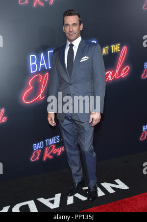 Hollywood, Kalifornien, USA. 22 Sep, 2018. Jon Hamm kommt für die Premiere des Films "Schlechte Zeiten im El Royale' an der chinesischen Theater. Credit: Lisa O'Connor/ZUMA Draht/Alamy leben Nachrichten Stockfoto