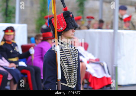 Bramham Park, Großbritannien. 22 Sep, 2018. Seine königliche Hoheit Prinz von Wales Besuch in Bramham Park eine Weihe Service zu besuchen und die Königinnen, die eigenen Yeomanry mit einem neuen Guidon zu präsentieren. Credit: Yorkshire Pics/Alamy leben Nachrichten Stockfoto