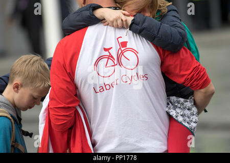 Liverpool, Merseyside. UK Wetter 23/09/2018. Sonne & Duschen begrüßen die Delegierten der Konferenz der Labour Party. Kredit; MediaWorldImages/AlamyLiveNews Stockfoto