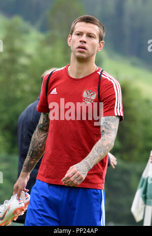 Neustift, Tirol, Österreich - Mai 22., 2018. Russische Fußballspieler Fedor Smolov während der Trainingslager in Neustift, Österreich. Stockfoto