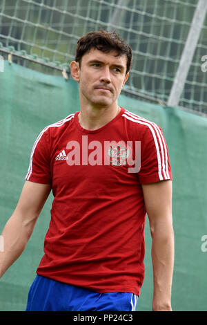 Neustift, Tirol, Österreich - Mai 22., 2018. Russische Fußballspieler Yuri Zhirkov während der Trainingslager in Neustift, Österreich. Stockfoto
