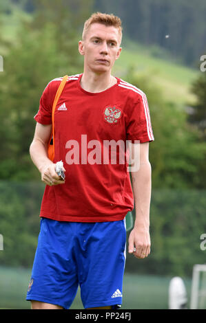 Neustift, Tirol, Österreich - Mai 22., 2018. Russische Fußballspieler Andrey Semenov während der Trainingslager in Neustift, Österreich. Stockfoto