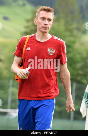 Neustift, Tirol, Österreich - Mai 22., 2018. Russische Fußballspieler Andrey Semenov während der Trainingslager in Neustift, Österreich. Stockfoto