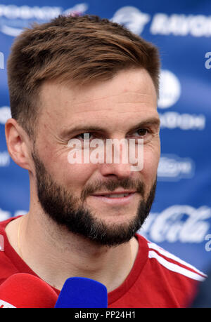 Neustift, Tirol, Österreich - Mai 22., 2018. Russische fußball Spieler Vladimir Granat während der Trainingslager in Neustift, Österreich. Stockfoto