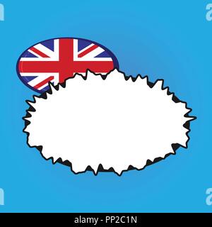 Flaches Design business Vector Illustration Konzept leere Vorlage Raum text für Web site Förderung und Werbung Ad. Vereinigtes Königreich Großbritannien Flagge in Ovale fo Stock Vektor