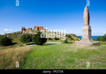 Schloss Hammershus, die größte Burgruine Nordeuropas an steilen Granit Felsen an der Ostsee gelegen, Bornholm, Dänemark Stockfoto