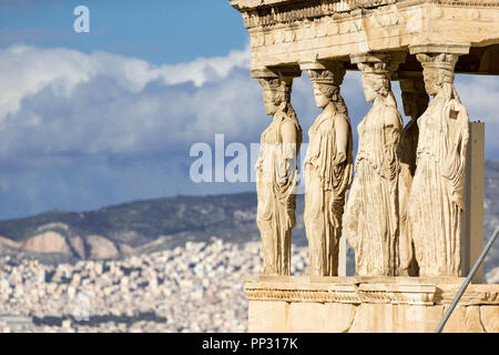 Wunderschöne Aussicht auf Erechtheion in Athen (Griechenland) Stockfoto