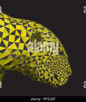 Vector Illustration Hintergrund mit geometrischen Leopard. Polygonale Beschichtung, Dreiecke, Gelb und Schwarz. 3D. Stock Vektor