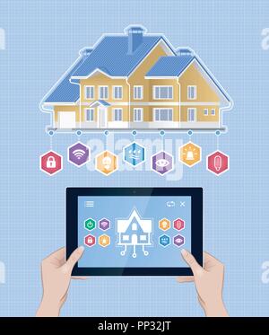 Smart Home Control via Mobile App Stock Vektor