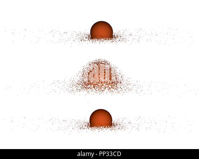Vector Illustration eine einstürzende Sphäre. Viele Umherfliegende Trümmer. Isoliert. Fallen. Stock Vektor