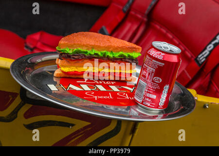 Detail vom Rat Rod Oldtimer bei einer Show. Stockfoto