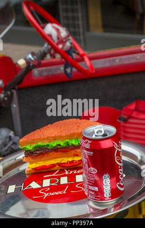 Detail vom Rat Rod Oldtimer bei einer Show. Stockfoto