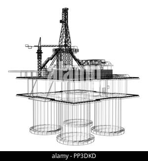 Offshore Oil Rig Bohrinsel Konzept Stock Vektor